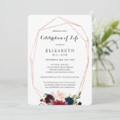 シックなブルゴーニュフローラお祝いの生活葬儀 招待状 (スタンド正面)