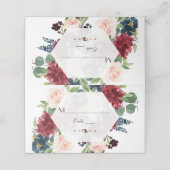 シックなブルゴーニュフローラ六角フレームテーブル番号 プレイスカード (外部開封)