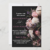 シックなブルゴーニュフローラ結婚式招待状 招待状 (正面)