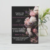 シックなブルゴーニュフローラ結婚式招待状 招待状 (スタンド正面)