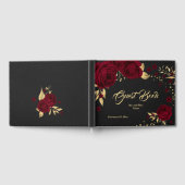 シックなブルゴーニュフローラ葉金ゴールドブラックゲストブック ゲストブック (全面)