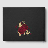 シックなブルゴーニュフローラ葉金ゴールドブラック ゲストブック (裏面)