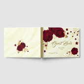 シックなブルゴーニュフローラ葉金ゴールド大理石 ゲストブック (全面)