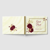 シックなブルゴーニュフローラ葉金ゴールド大理石 ゲストブック (全面)