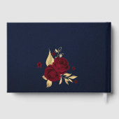 シックなブルゴーニュフローラ葉金ゴールド幾何学海軍 ゲストブック (裏面)