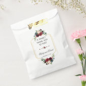 シックなブルゴーニュ海軍ブルー結婚フローラサンキュー フェイバーバッグ (封をした状態)