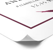 シックなブルゴーニュ結婚フローラの歓迎サイン ポスター (角)