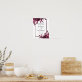 シックなブルゴーニュ結婚フローラの歓迎サイン ポスター (キッチン)