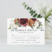 シックなブルゴーニュ結婚フローラの食事の選択RSVPカード 出欠カード (スタンド正面)