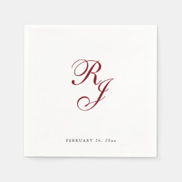 シックなブルゴーニュ結婚モノグラムのナプキン スタンダードカクテルナプキン