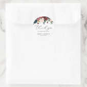 シックなブルゴーニュ花模様スクリプト卒業ありがとう ラウンドシール (バッグ)