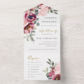 シックなブルゴーニュ赤面バラフローラ水結婚色 オールインワン招待状 (内側)