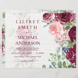 シックなブルゴーニュ赤面ピンクフローラグリーナリー結婚ズ