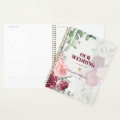 シックなブルゴーニュ赤面ピンクフローラグリーナリー結婚ズ プランナー手帳 (ディスプレー)