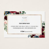 シックなブルゴーニュ赤面フローラ割引クーポンカード (裏面)