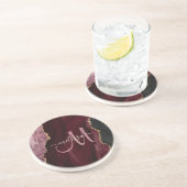シックなブルゴーニュ金ゴールドアガテスクリプトカスタムモノグラム コースター (側面)