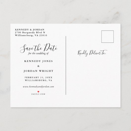 シックなブルゴーニュ金ゴールドグリッター結婚式日付を保存 案内ポストカード (裏面)