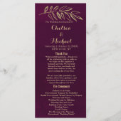 シックなブルゴーニュ金ゴールドグリッター葉プログラム プログラム (正面)