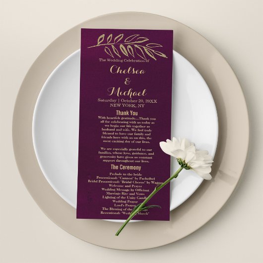 シックなブルゴーニュ金ゴールドグリッター葉プログラム プログラム