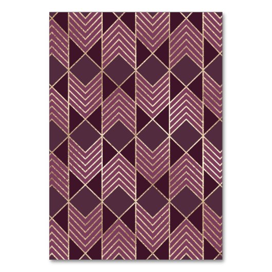 シックなブルゴーニュ金ゴールド矢印シボロン幾何学模様 テーブルナンバー (裏面)