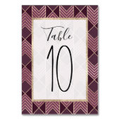 シックなブルゴーニュ金ゴールド矢印シボロン幾何学模様 テーブルナンバー (正面)