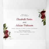 シックなブルゴーニュ&ホワイトフローラエレガントな結婚式 三つ折り招待状 (内部中)