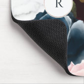 シックなブルゴーニュ&マーブルウォーターカラーフローラモノグラム マウスパッド (コーナー)