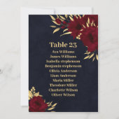 シックなブルゴーニュ&金ゴールドネイビーブルーのシーティンググラフカード 招待状 (正面)