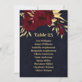 シックなブルゴーニュ&金ゴールドネイビーブルーのシーティンググラフカード 招待状 (正面)