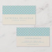 シックなブルーとアイボリーモロッコパターンの名刺 名刺 (正面/裏面)