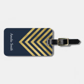 シックなブルーとフェイク金ゴールドジオメトリック荷物タグ ラゲッジタグ