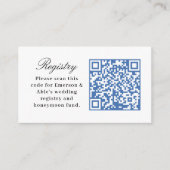 シックなブルーとホワイトのウェディングレジストリー エンクロージャーカード (正面)