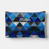 シックなブルーのターコイズグレー幾何学的 アクセサリーポーチ (正面)