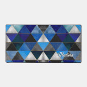 シックなブルーのターコイズグレー幾何学的 デスクマット (正面)