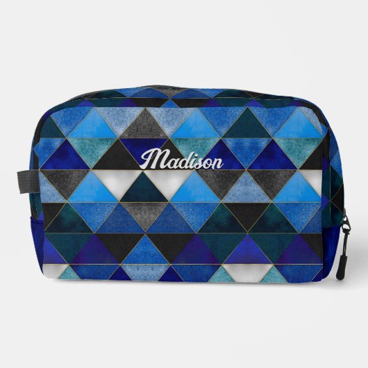 シックなブルーのターコイズグレー幾何学的 ドップキット (正面)