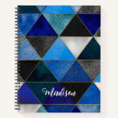 シックなブルーのターコイズグレー幾何学的 ノートブック (正面)