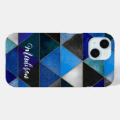 シックなブルーのターコイズグレー幾何学的 Case-Mate iPhoneケース (裏面 (横))