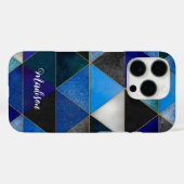 シックなブルーのターコイズグレー幾何学的 Case-Mate iPhoneケース (裏面 (横))