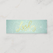 シックなブルーの金ゴールドのラッシュスクリプトメイクアップアーティスト スキニー名刺 (正面)