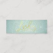 シックなブルーの金ゴールドのラッシュスクリプトメイクアップアーティスト スキニー名刺 (正面)