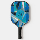 シックなブルーアクアティール（緑がかった色）抽象芸術幾何学模様 ピックルボールラケット (裏面)
