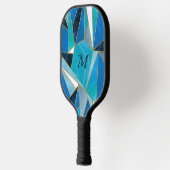 シックなブルーアクアティール（緑がかった色）抽象芸術幾何学模様 ピックルボールラケット (左)