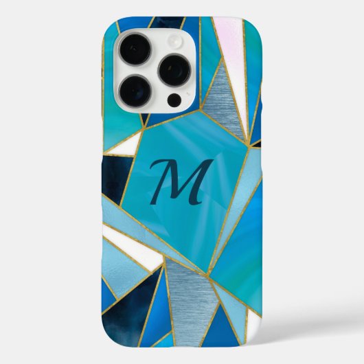 シックなブルーアクアティール(緑がかった色)抽象芸術幾何学模様 Case-Mate iPhoneケース (裏面)