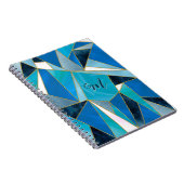 シックなブルーアクアティール(緑がかった色)抽象芸術幾何学的スケッチブック ノートブック (右側)