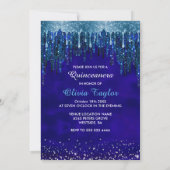 シックなブルーアクアドリップスグリッターバルーンキンセアニェラ 招待状 (裏面)