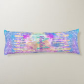 シックなブルーアクアユニコーンドリッピンググリッターモノグラム ボディピロー (裏面)