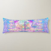 シックなブルーアクアユニコーンドリッピンググリッターモノグラム ボディピロー (正面)