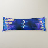 シックなブルーアクアユニコーン金ゴールドグリッタードリップスモノグラム ボディピロー (正面)