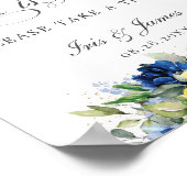 シックなブルーイエローフローラ愛は甘いトリートテイク ポスター (角)