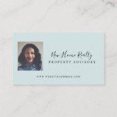 シックなブルーウォーターカラーフロントドア実在エステートフォト 名刺 (裏面)
